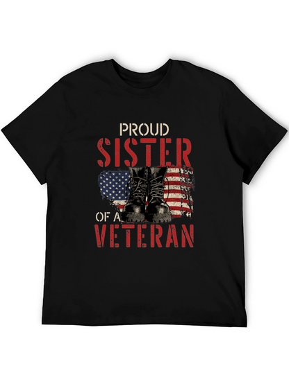 Camiseta Negra Proud Sister of a Veteran