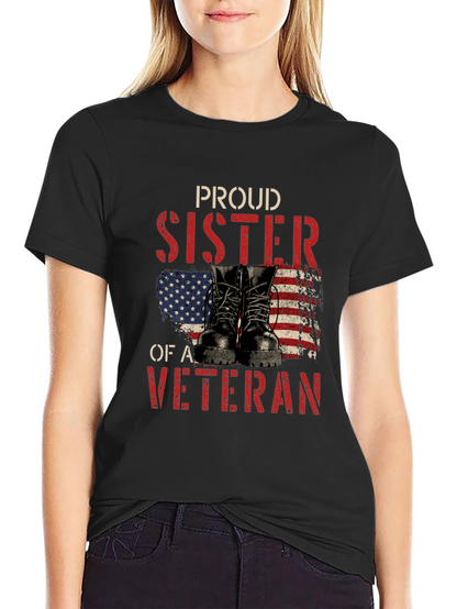 Camiseta Negra Proud Sister of a Veteran