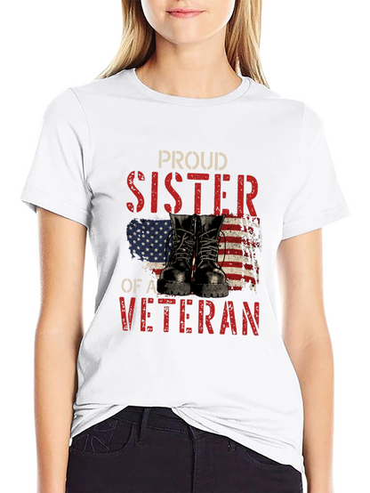 Camiseta Negra Proud Sister of a Veteran