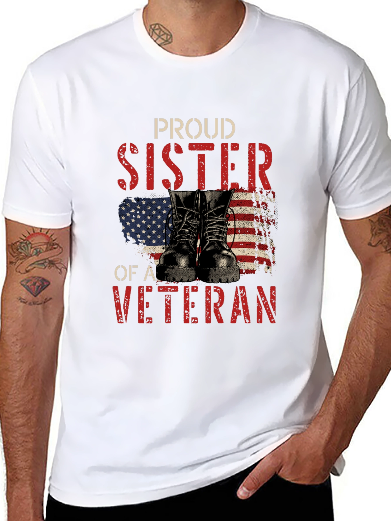 Camiseta Negra Proud Sister of a Veteran
