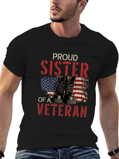 Camiseta Negra Proud Sister of a Veteran