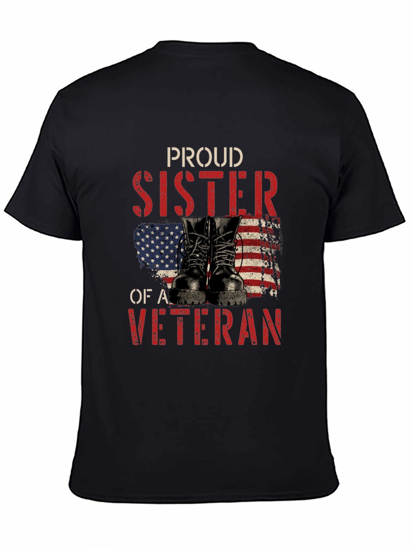 Camiseta Negra Proud Sister of a Veteran
