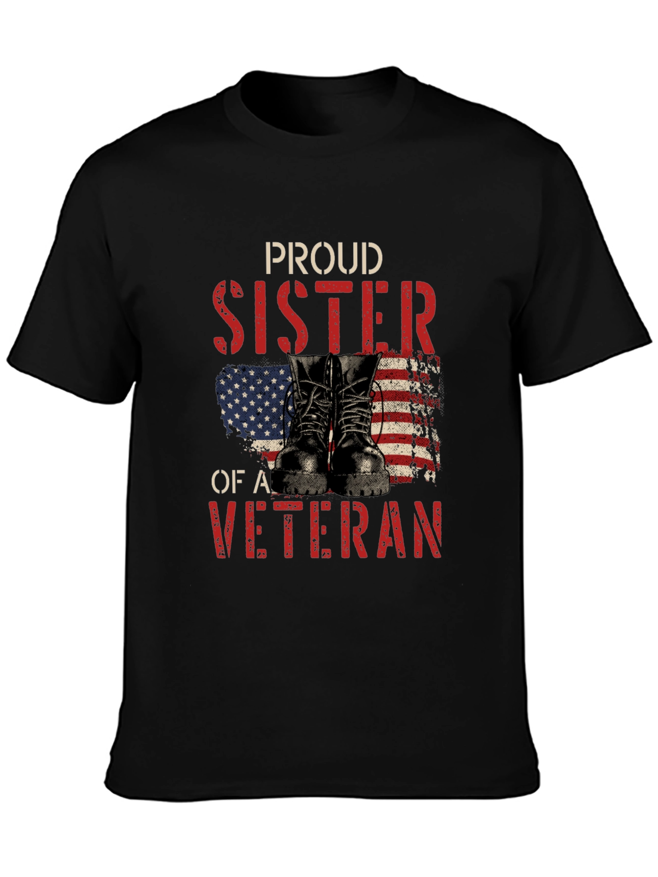 Camiseta Negra Proud Sister of a Veteran