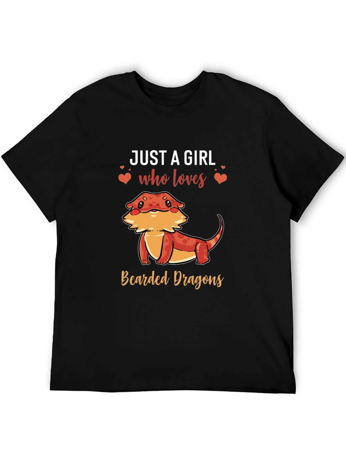 Camiseta Negra Just A Girl Who Loves Bearded Dragons