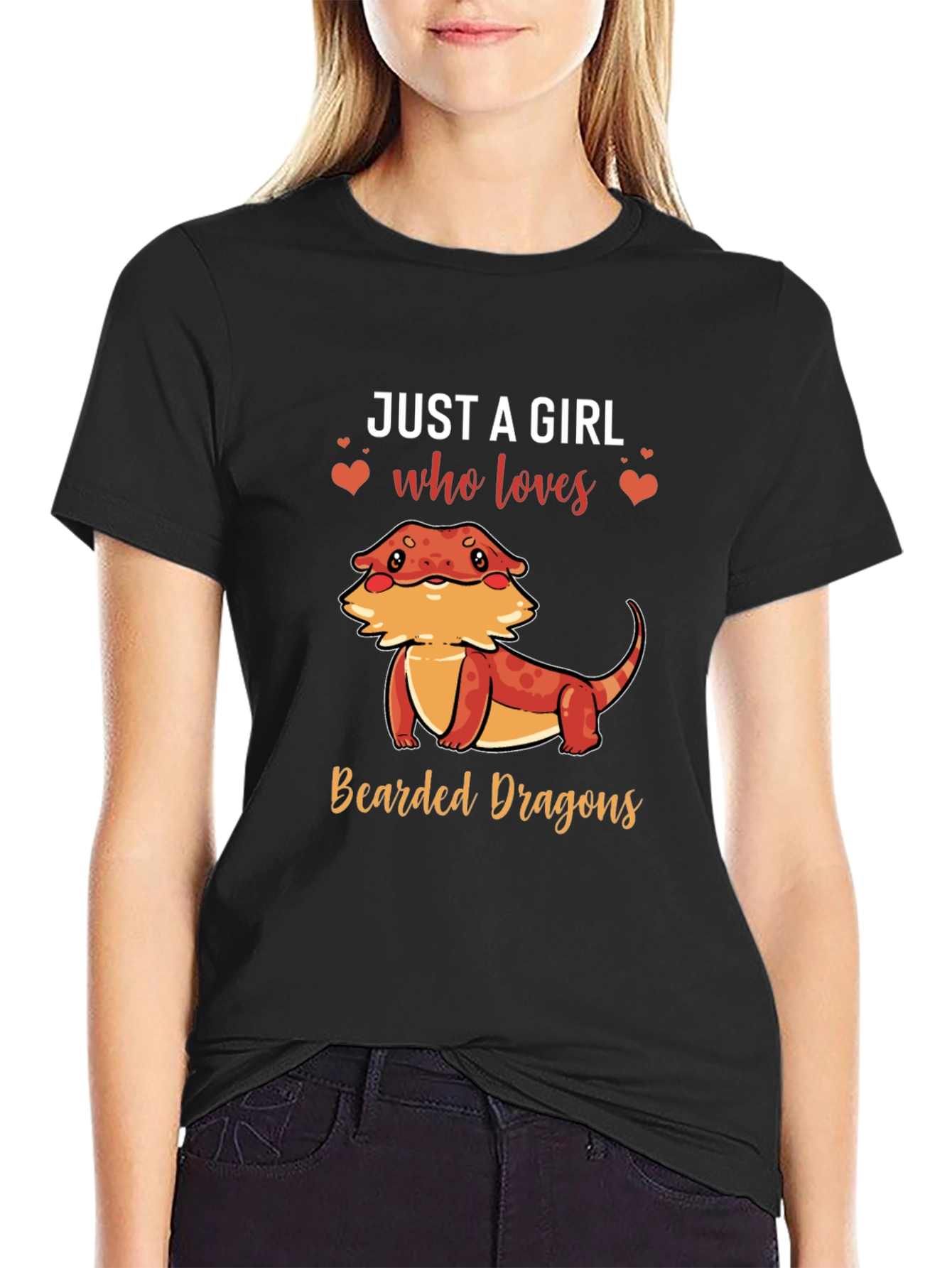 Camiseta Negra Just A Girl Who Loves Bearded Dragons