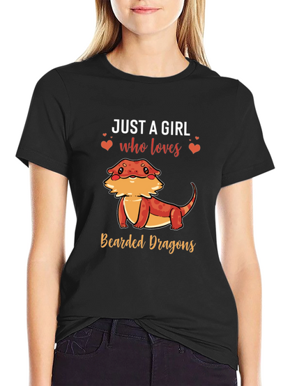 Camiseta Negra Just A Girl Who Loves Bearded Dragons