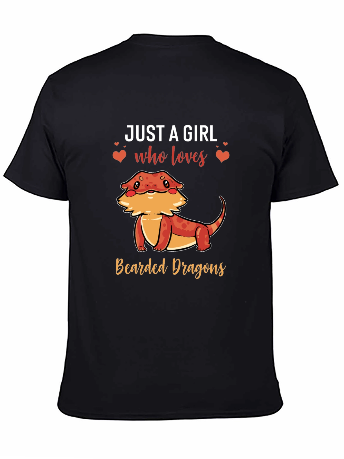 Camiseta Negra Just A Girl Who Loves Bearded Dragons