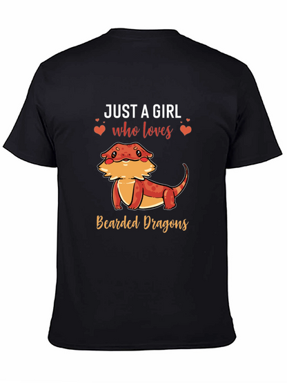 Camiseta Negra Just A Girl Who Loves Bearded Dragons