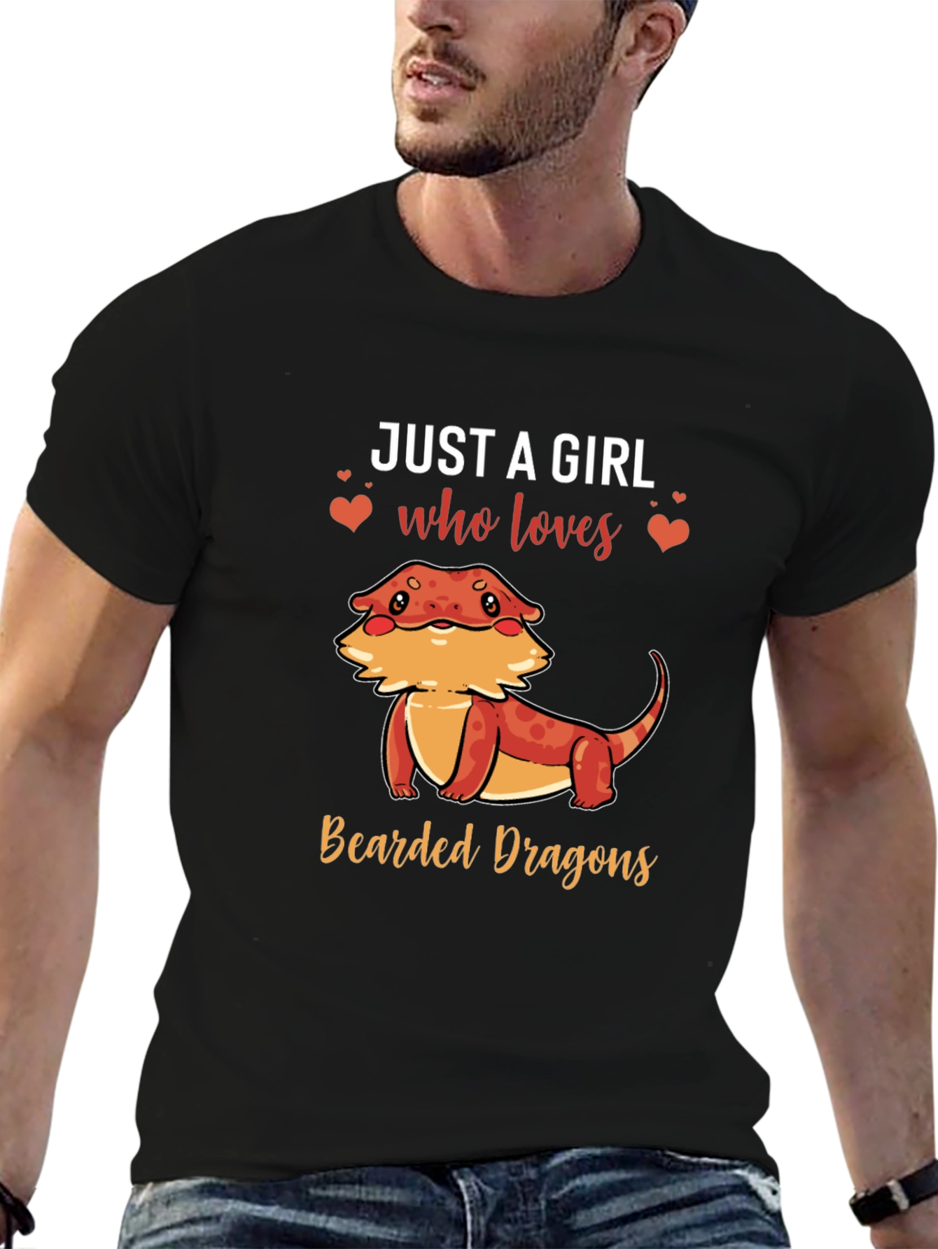 Camiseta Negra Just A Girl Who Loves Bearded Dragons
