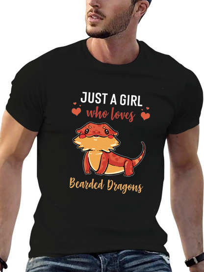 Camiseta Negra Just A Girl Who Loves Bearded Dragons