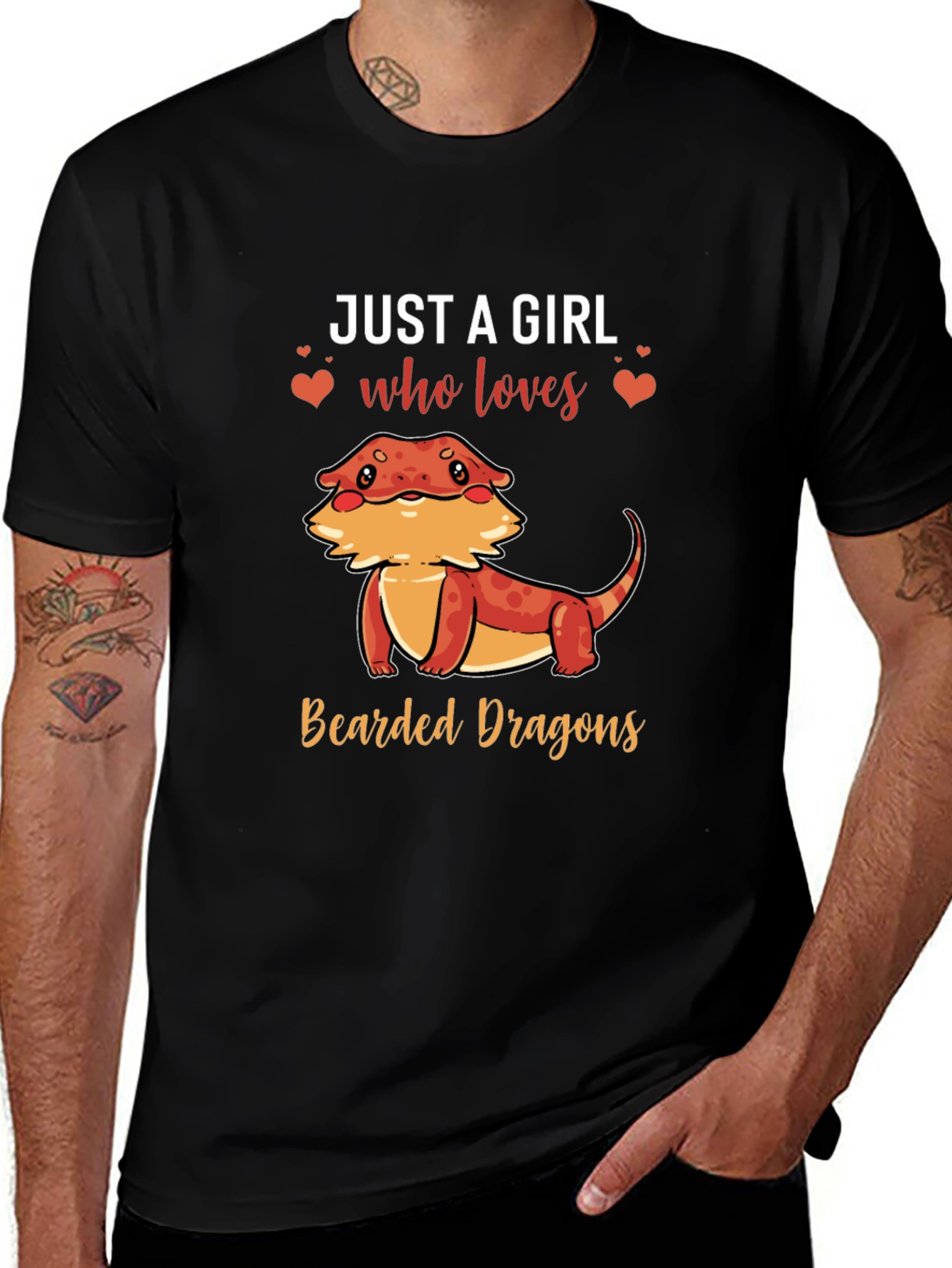 Camiseta Negra Just A Girl Who Loves Bearded Dragons