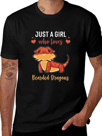 Camiseta Negra Just A Girl Who Loves Bearded Dragons