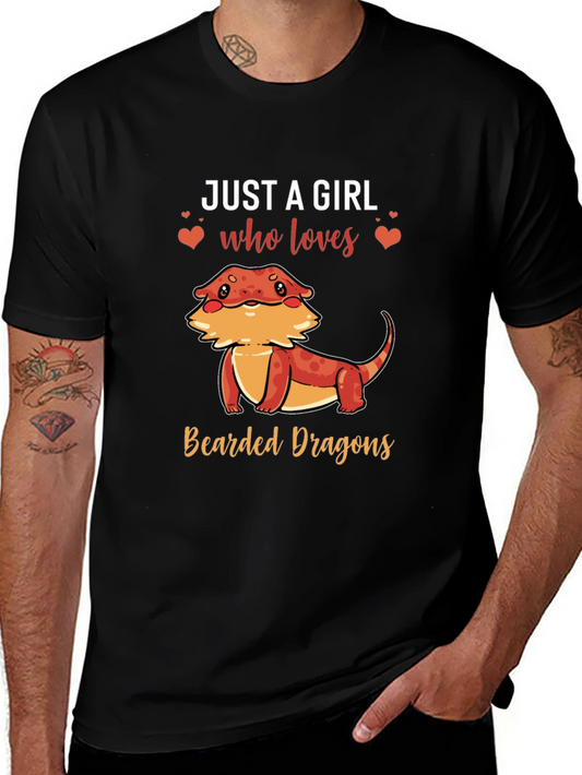Camiseta Negra Just A Girl Who Loves Bearded Dragons