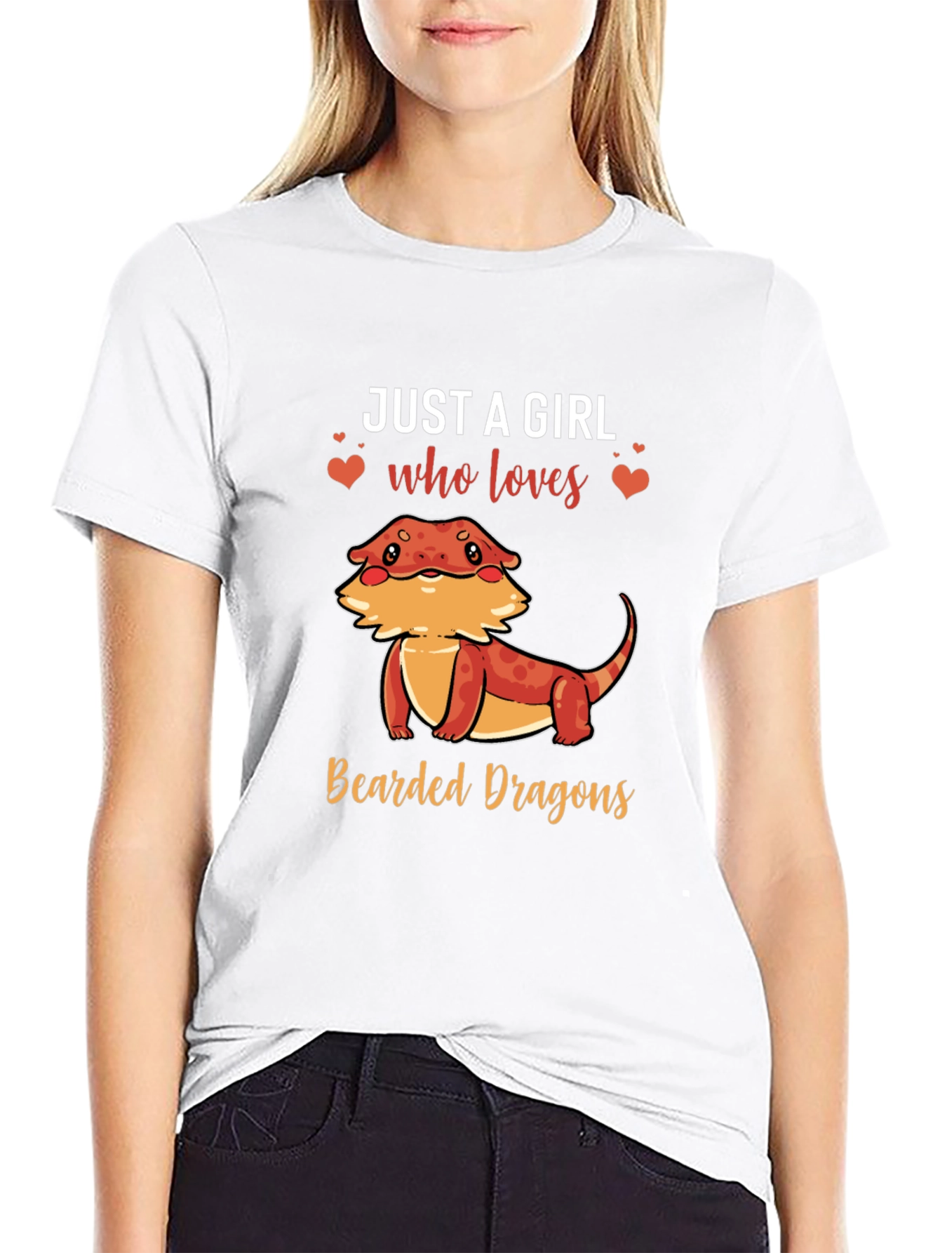 Camiseta Negra Just A Girl Who Loves Bearded Dragons