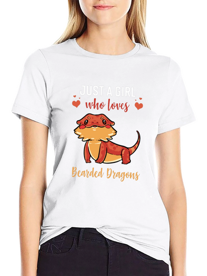 Camiseta Negra Just A Girl Who Loves Bearded Dragons