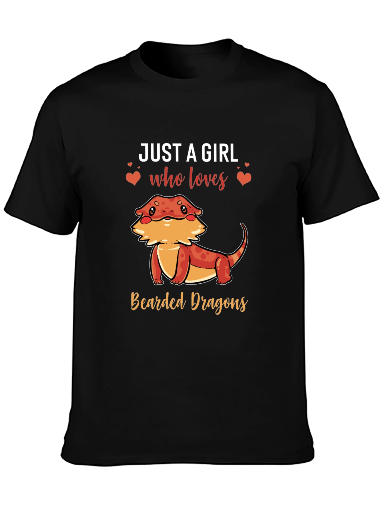 Camiseta Negra Just A Girl Who Loves Bearded Dragons