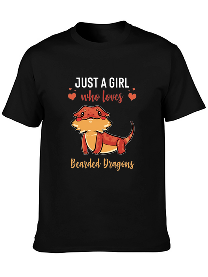Camiseta Negra Just A Girl Who Loves Bearded Dragons