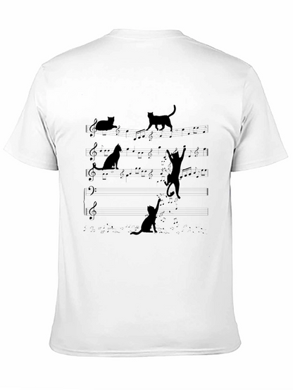 Camiseta Negra con Diseño de Gatos Musicales