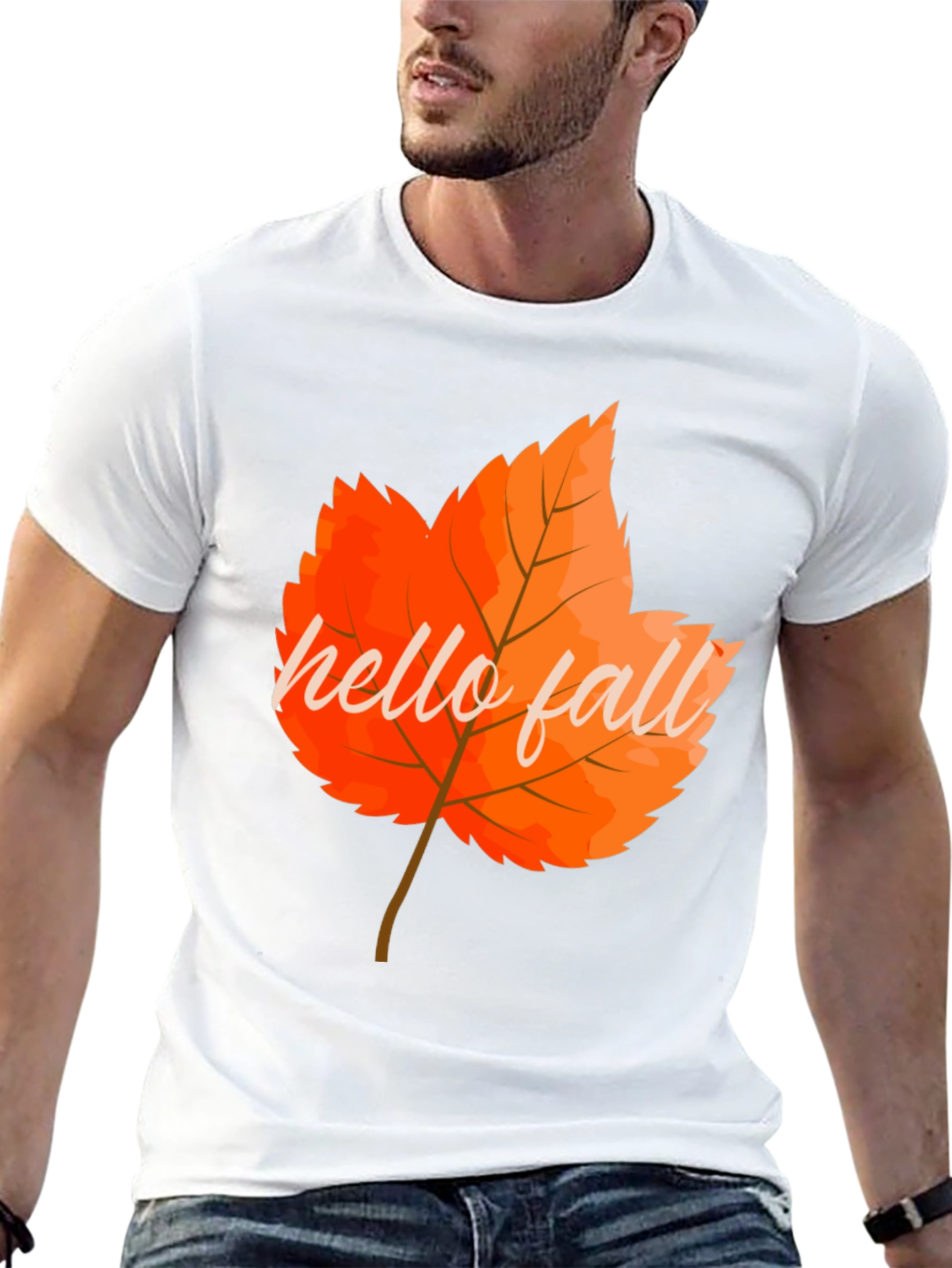 Camiseta Negra con Diseño de Hoja Otoñal