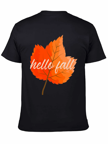 Camiseta Negra con Diseño de Hoja Otoñal