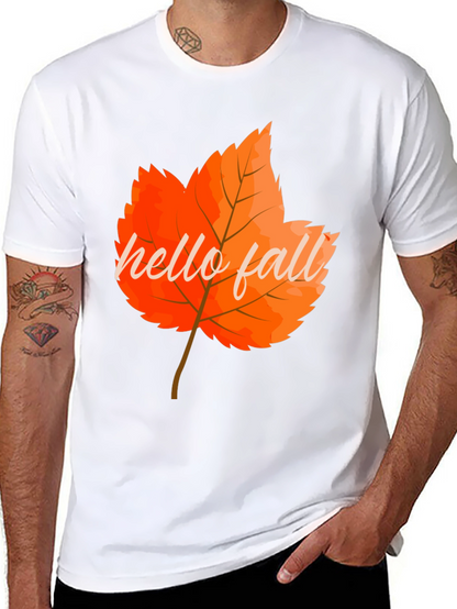 Camiseta Negra con Diseño de Hoja Otoñal