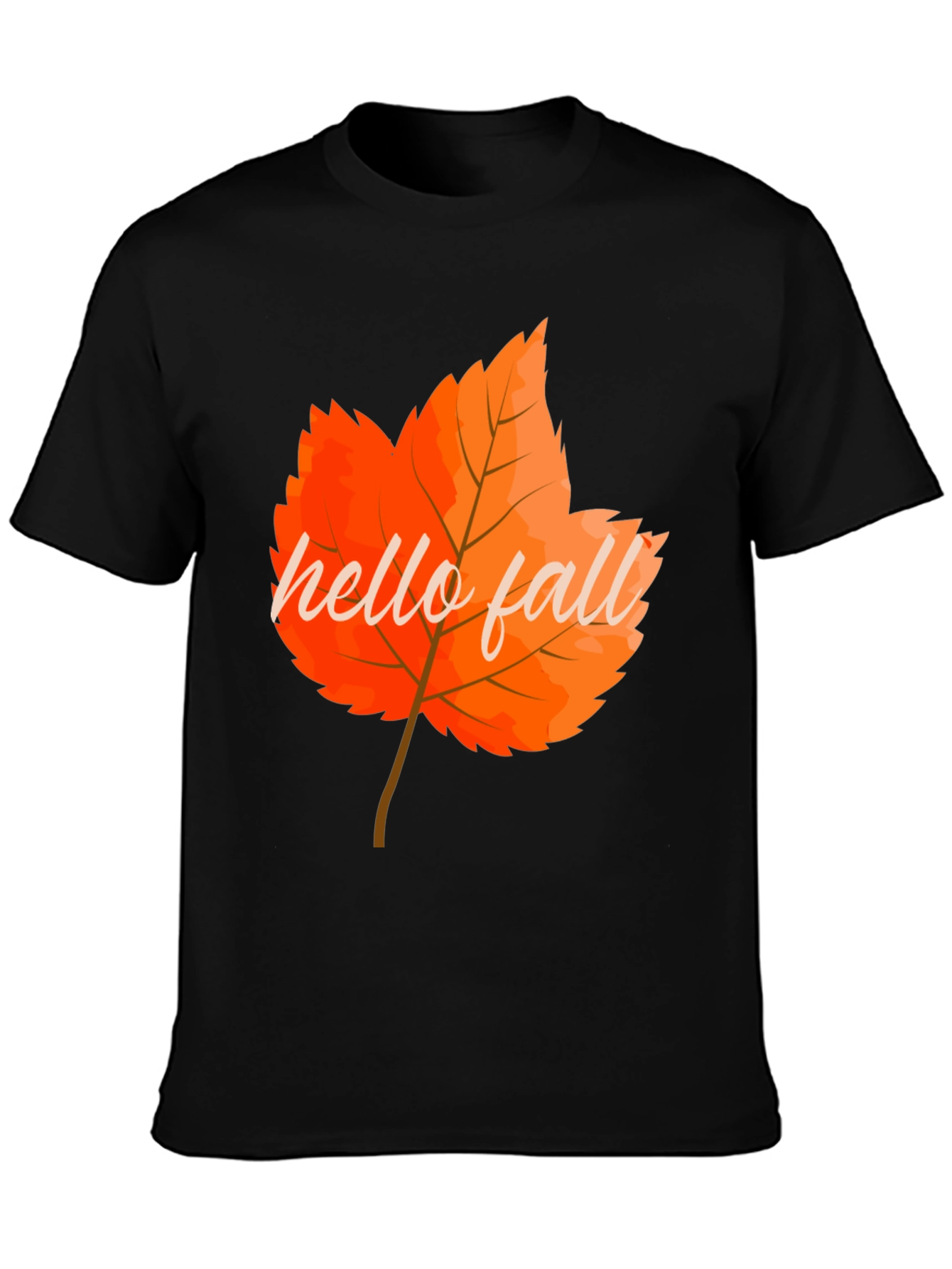 Camiseta Negra con Diseño de Hoja Otoñal
