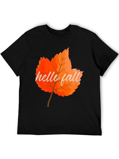 Camiseta Negra con Diseño de Hoja Otoñal