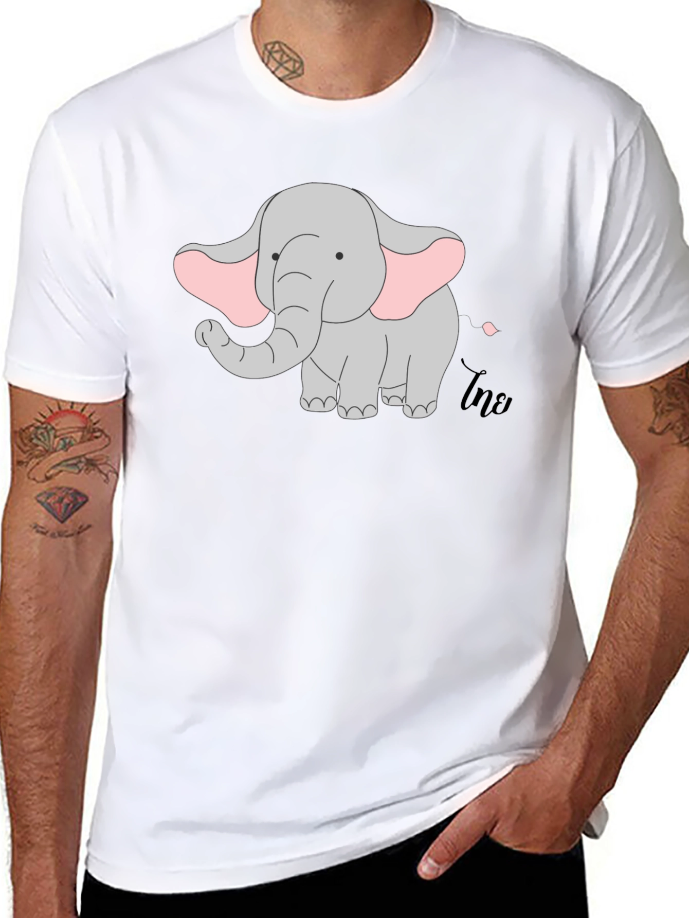 Camiseta Negra con Diseño de Elefante Infantil