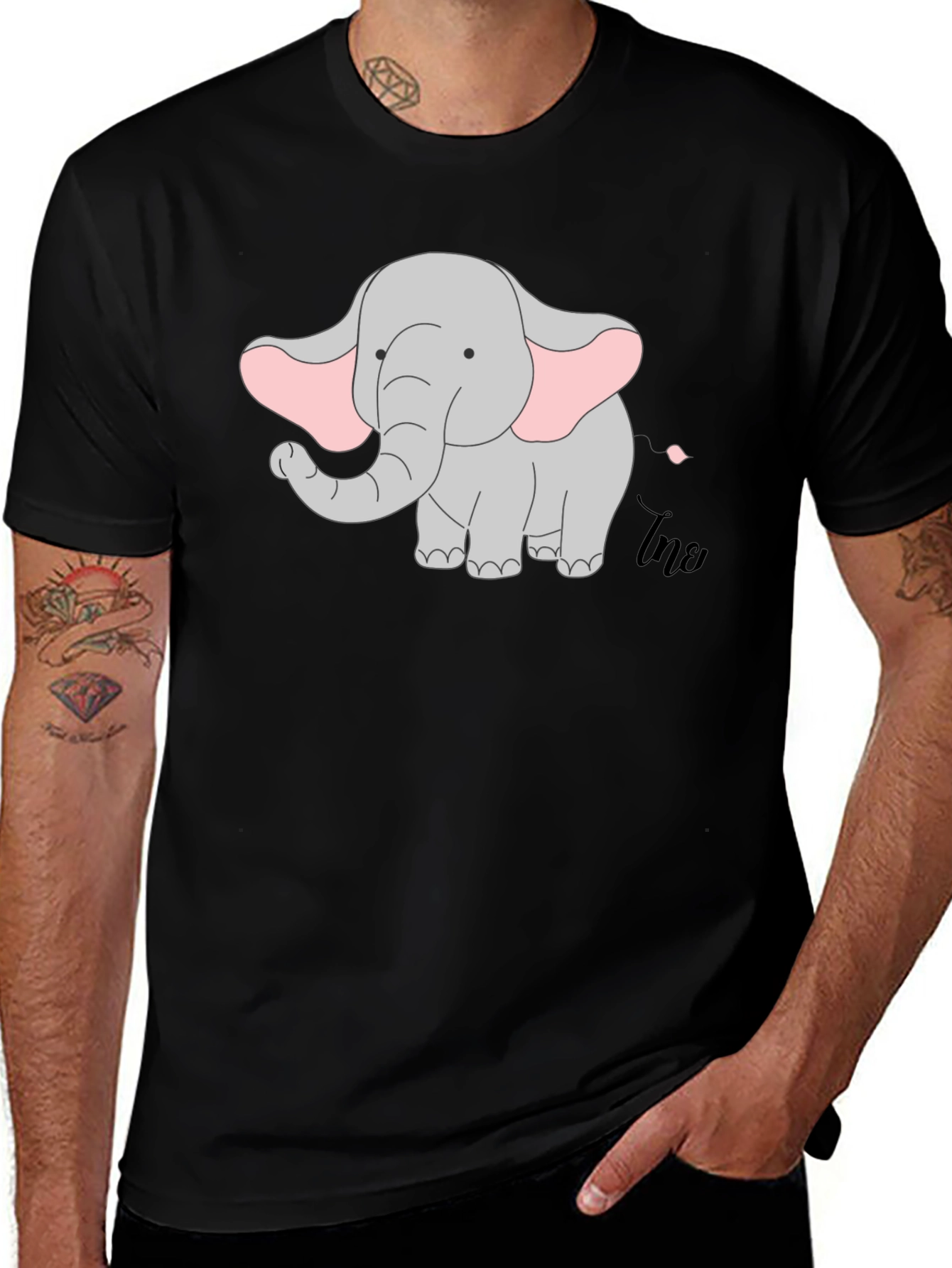 Camiseta Negra con Diseño de Elefante Infantil