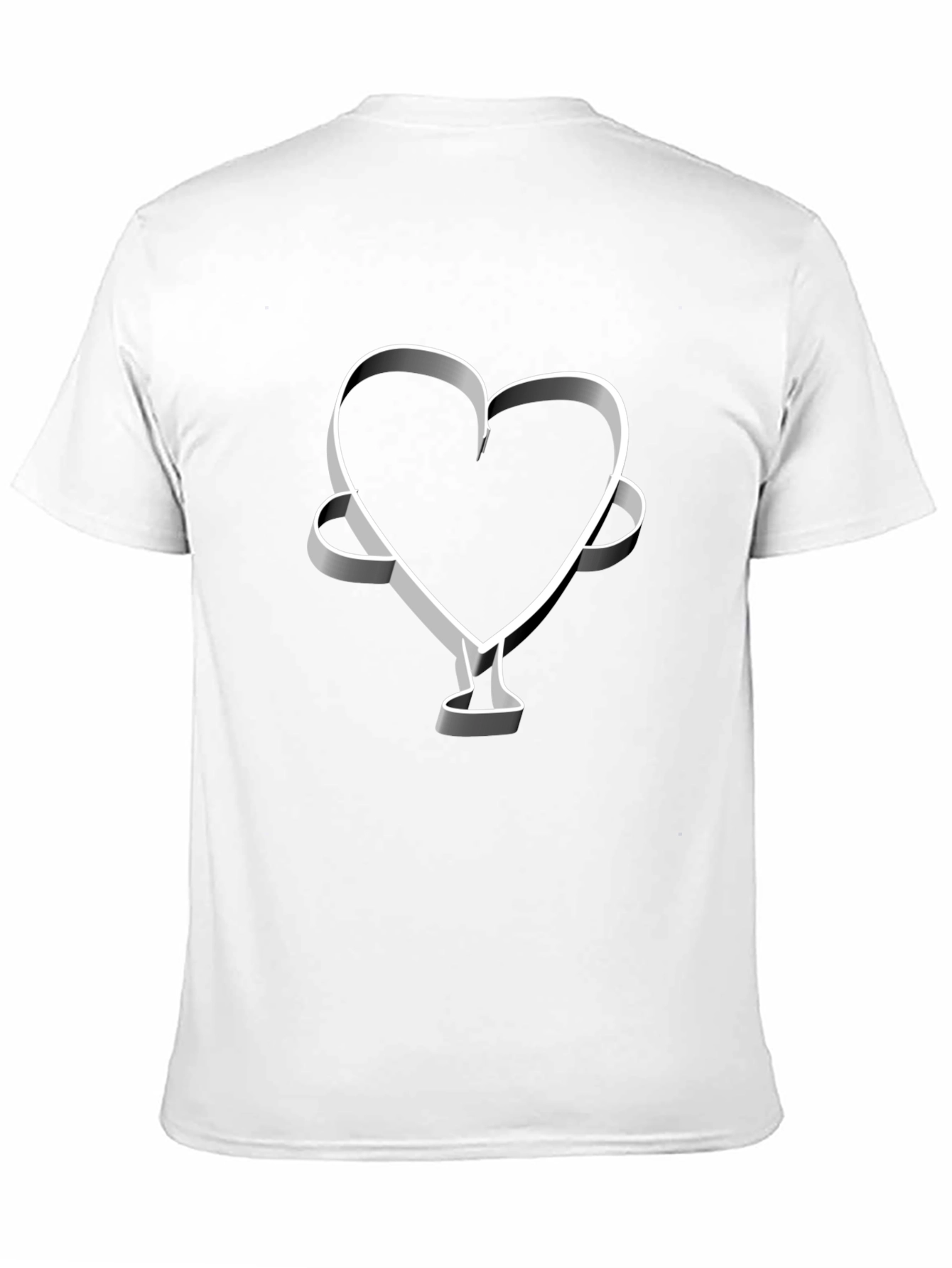 Camiseta Negra Corazón 3D Hombre Casual