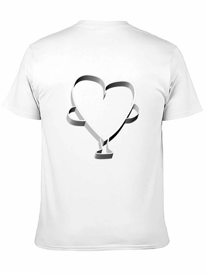 Camiseta Negra Corazón 3D Hombre Casual