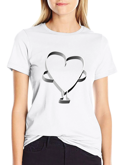 Camiseta Negra Corazón 3D Hombre Casual