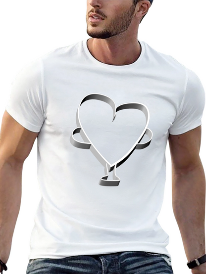 Camiseta Negra Corazón 3D Hombre Casual