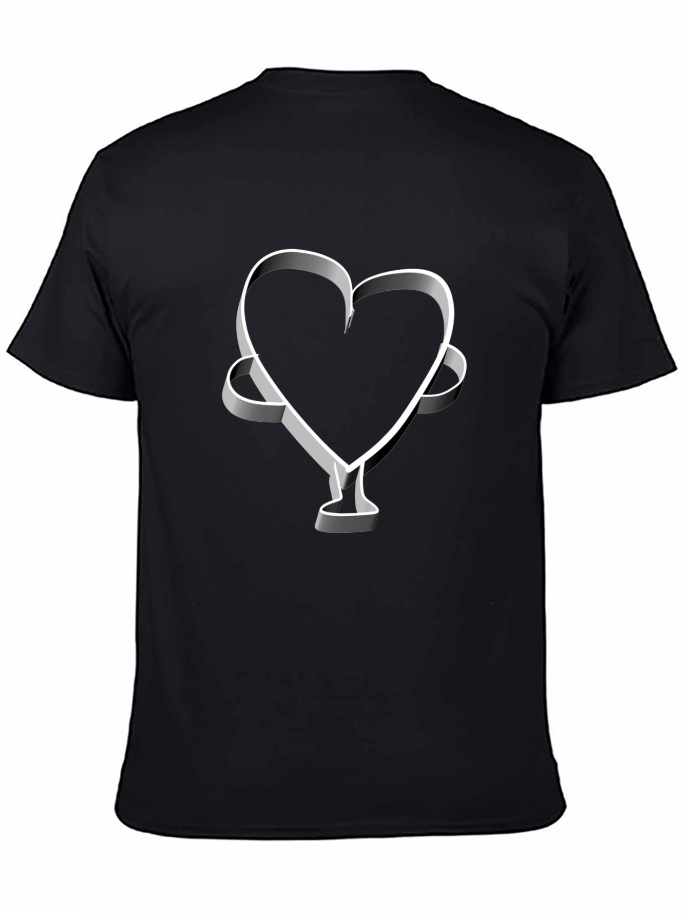 Camiseta Negra Corazón 3D Hombre Casual