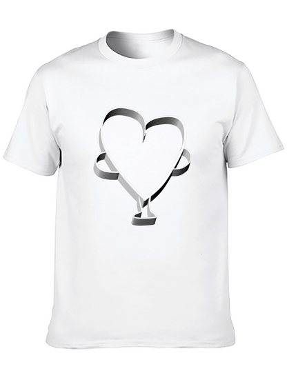 Camiseta Negra Corazón 3D Hombre Casual