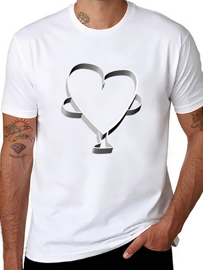 Camiseta Negra Corazón 3D Hombre Casual