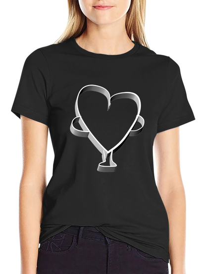 Camiseta Negra Corazón 3D Hombre Casual