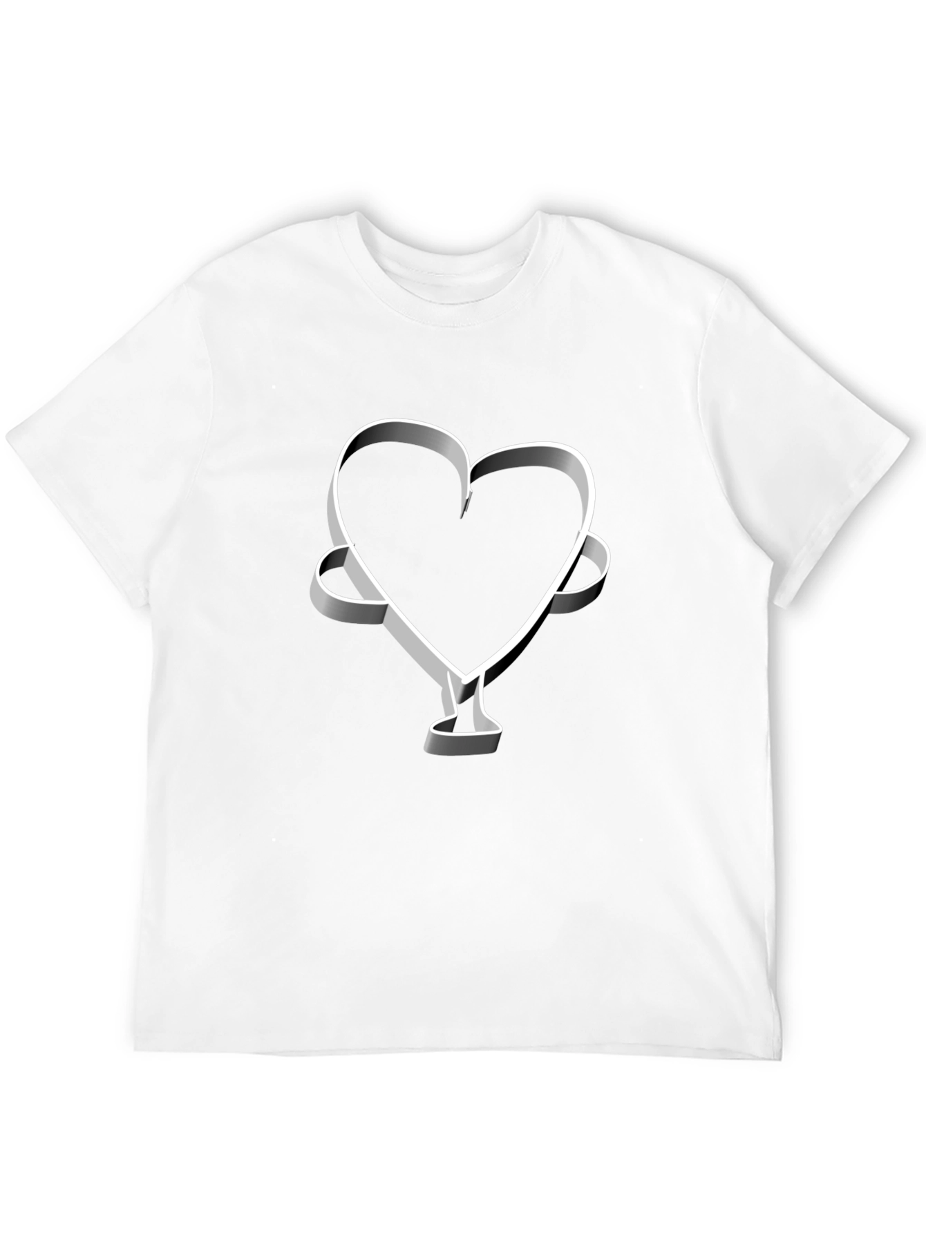 Camiseta Negra Corazón 3D Hombre Casual