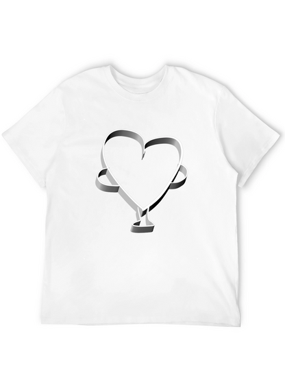 Camiseta Negra Corazón 3D Hombre Casual