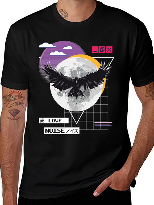 Camiseta Hombre Cuervo Abstracto