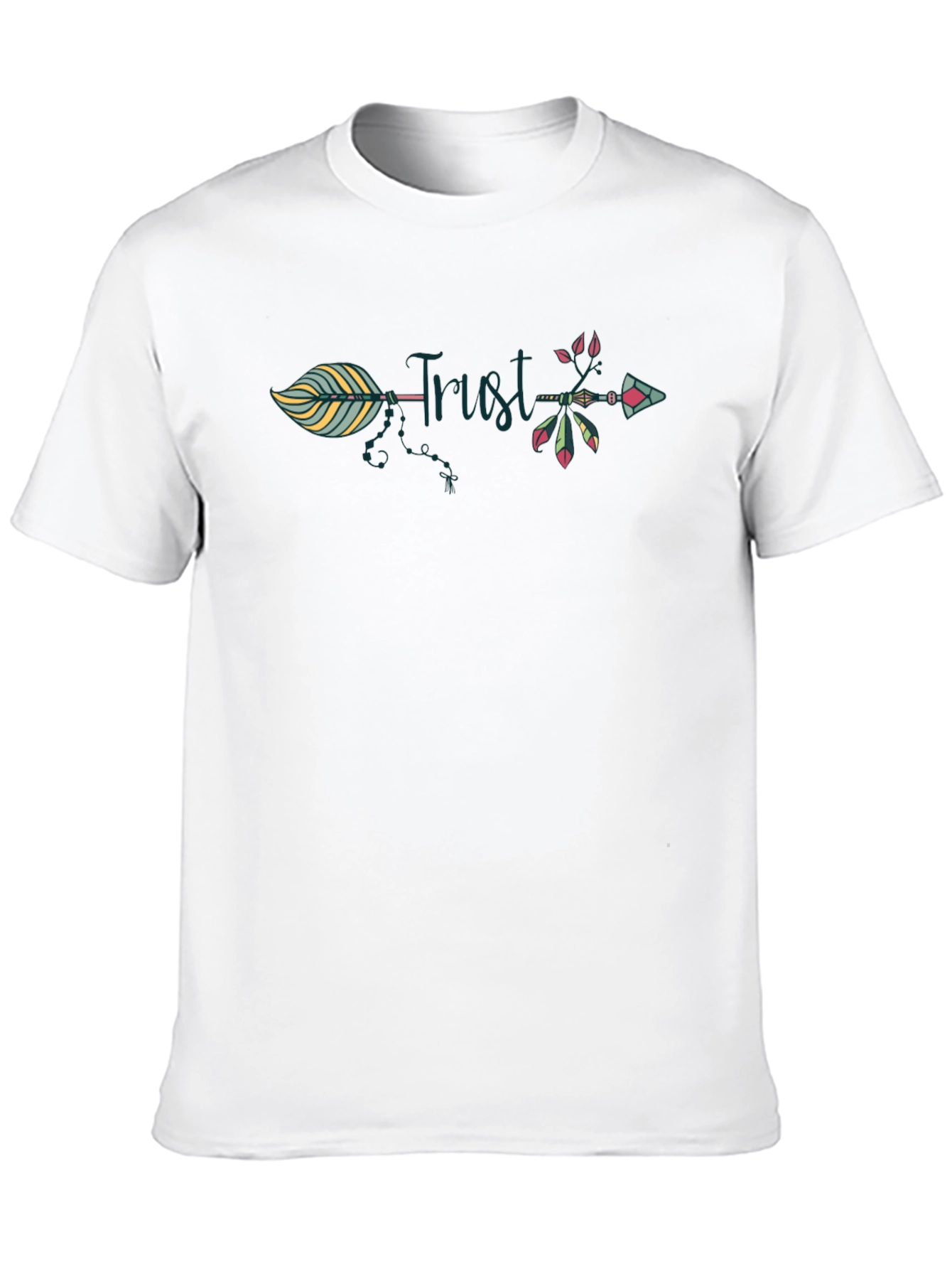 Camiseta Negra con Diseño de Flecha Confía