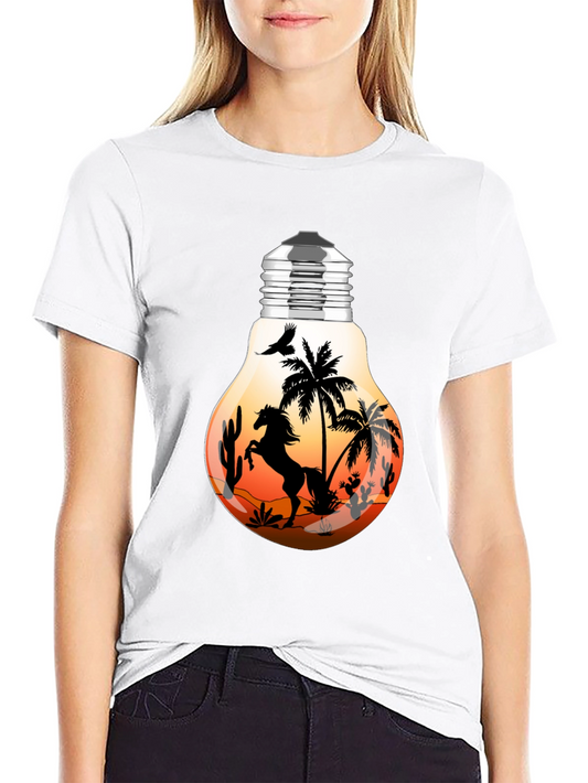 Camiseta Negra con Diseño de Desierto en Foco