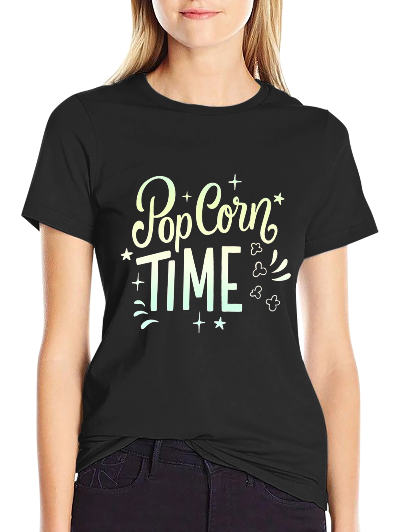 Camiseta Negra Pop Corn Time