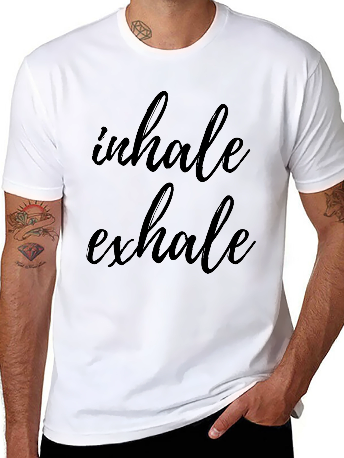 Camiseta Negra Relax Inhale Exhale Algodón Unisex
