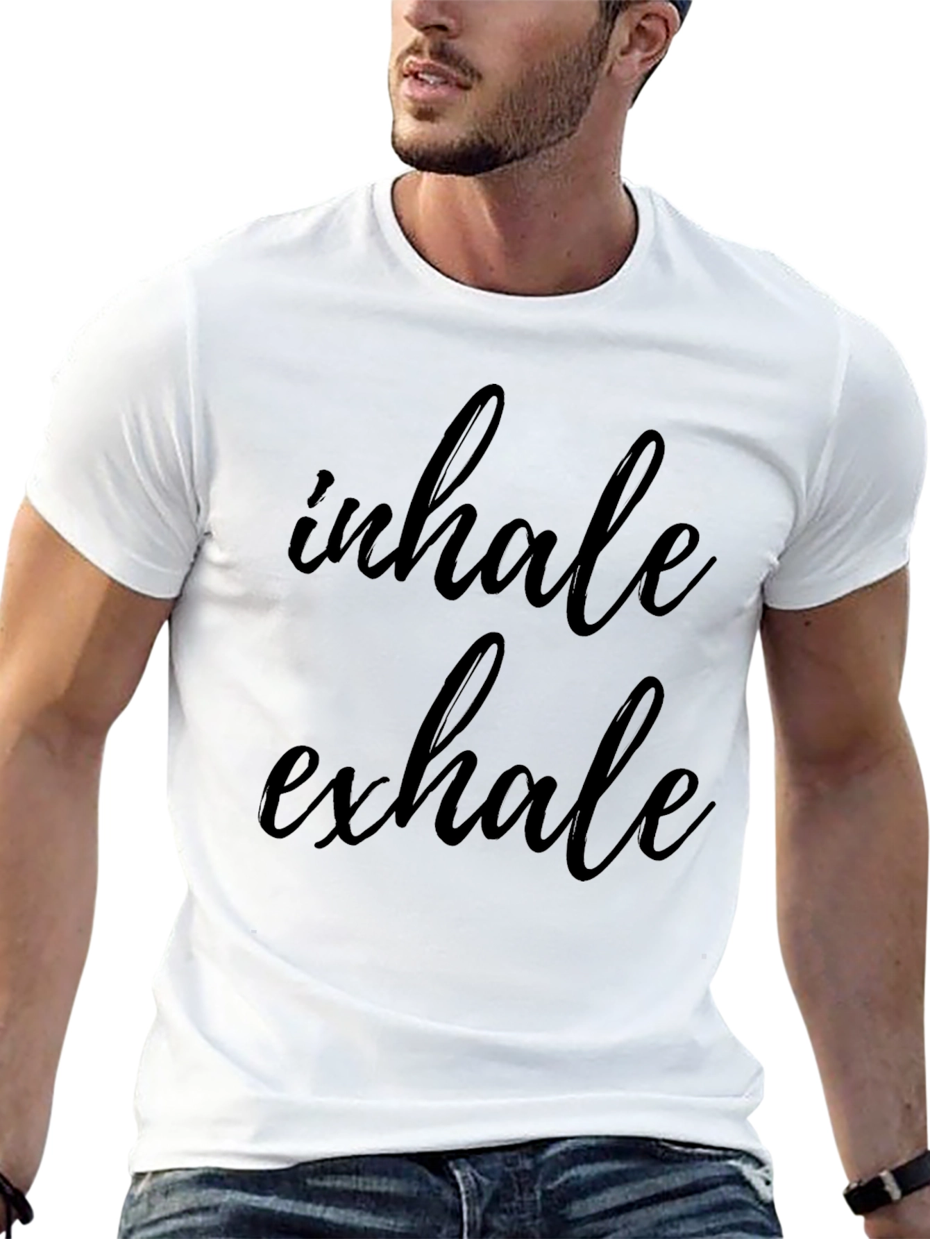 Camiseta Negra Relax Inhale Exhale Algodón Unisex
