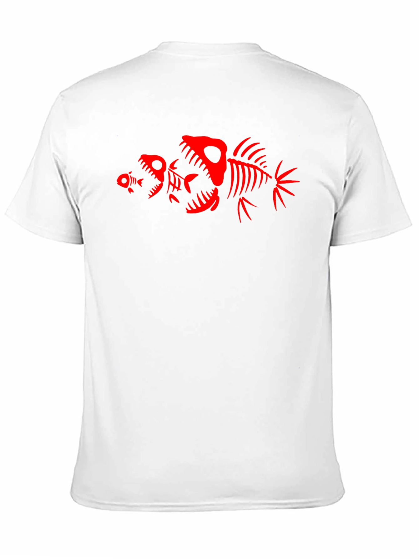 Camiseta Negra con Diseño de Esqueletos de Peces Rojos