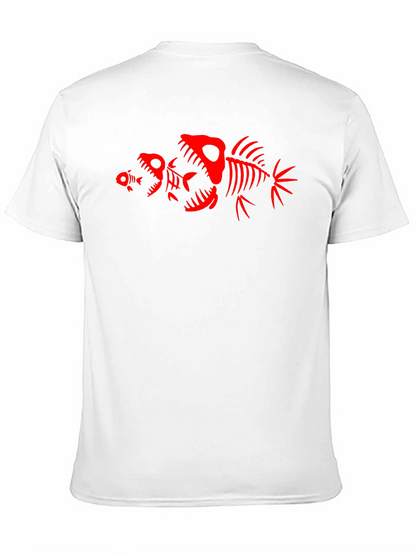Camiseta Negra con Diseño de Esqueletos de Peces Rojos