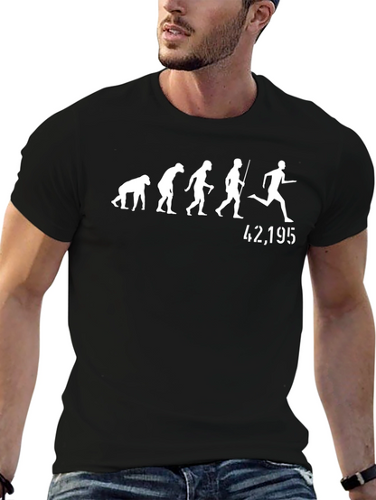 Camiseta Negra Evolución Running Maratón 42195 Km