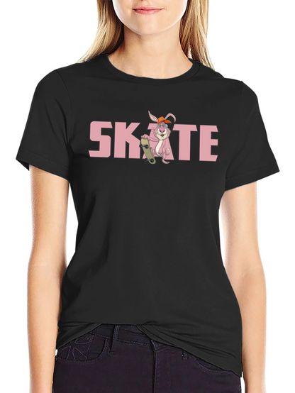 Camiseta Negra con Diseño de Conejo Skate