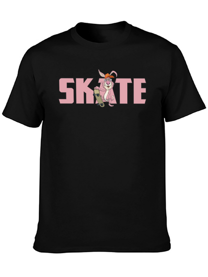 Camiseta Negra con Diseño de Conejo Skate